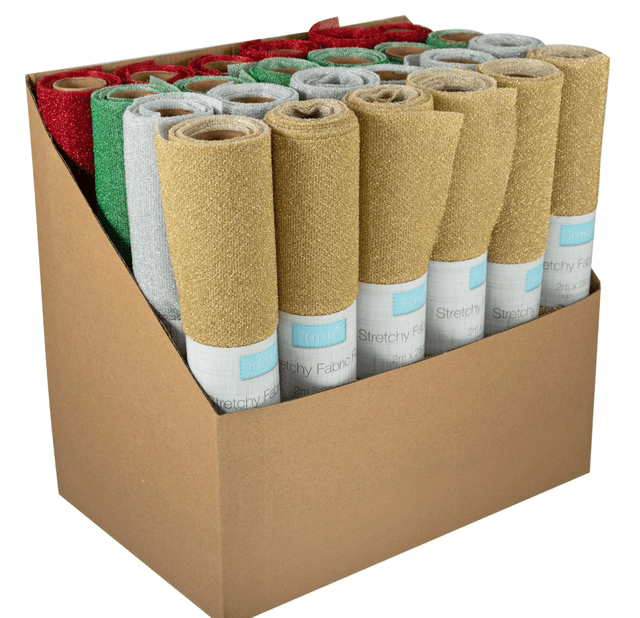 Fabric Rolls: Stretchy Sparkle: 2m x 28cm: 24 Rolls: Available in 4 Colours