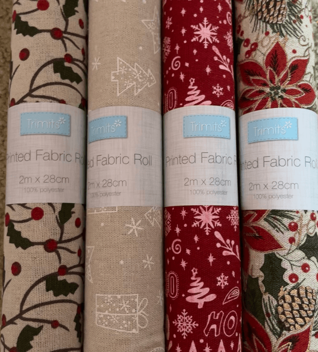 Fabric Rolls:  Printed: 2m x 28cm: 4 Designs available.