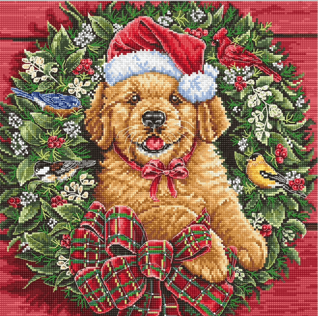 Christmas Puppy Cross Stitch Kit by Letistitch 