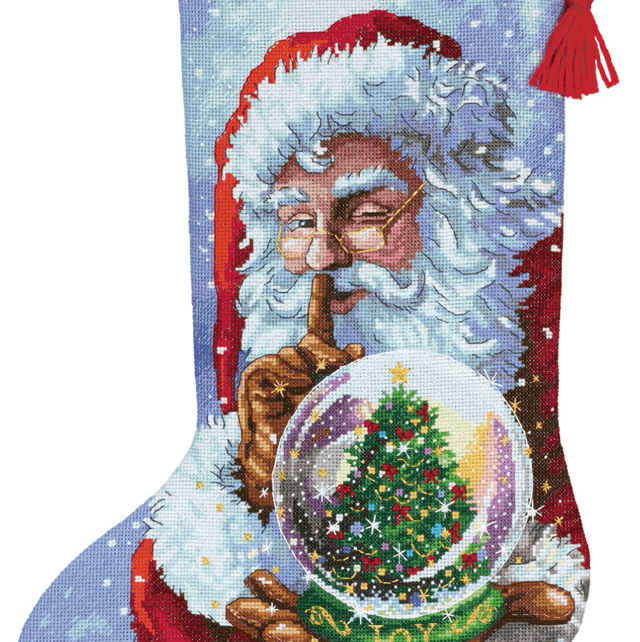 Counted Cross Stitch Kit: Stocking: Santa's Snow Globe - Dimensions