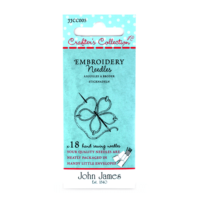 John James Crafters Collection Embroidery Needles sizes 7/9/10, 18 Needles each pack #JJCC005