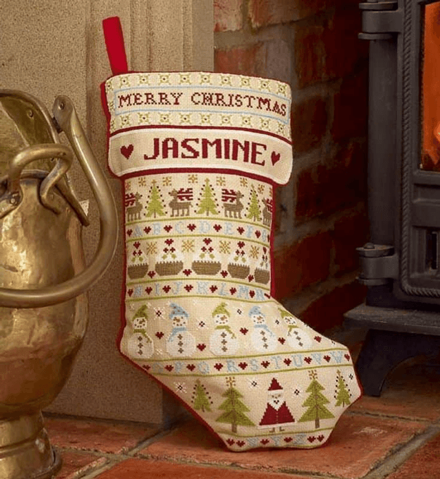 Snowman Christimas Stocking by Historical Sampler Company