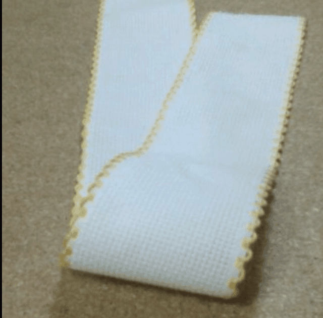 1” Aida white Band with yellow edging (per metre)