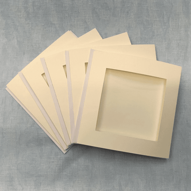 Cream Square Tri-fold Aperture Cards &amp; Envelopes 10 Pack 