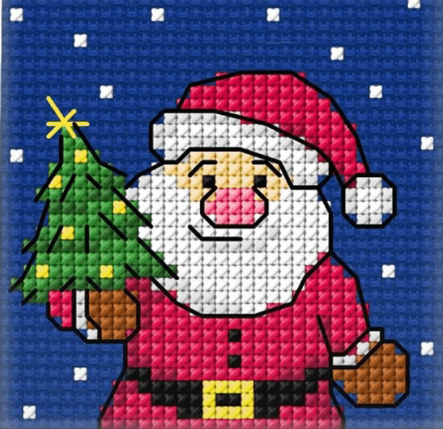 Father Christmas Card counted cross stitch kit by Orchidea